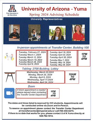San Diego State University Spring 2024 Advising Schedule